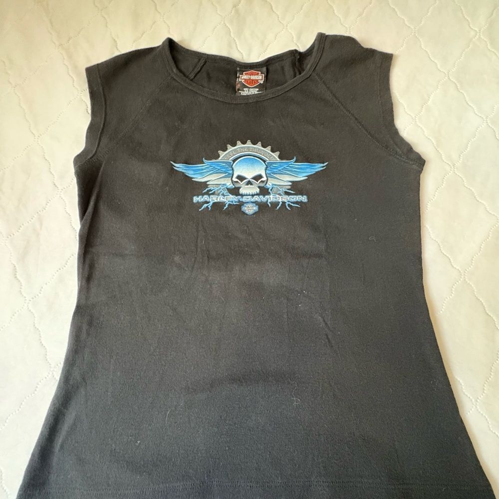 Harley-Davidson Black Tank Top with Blue Graphic